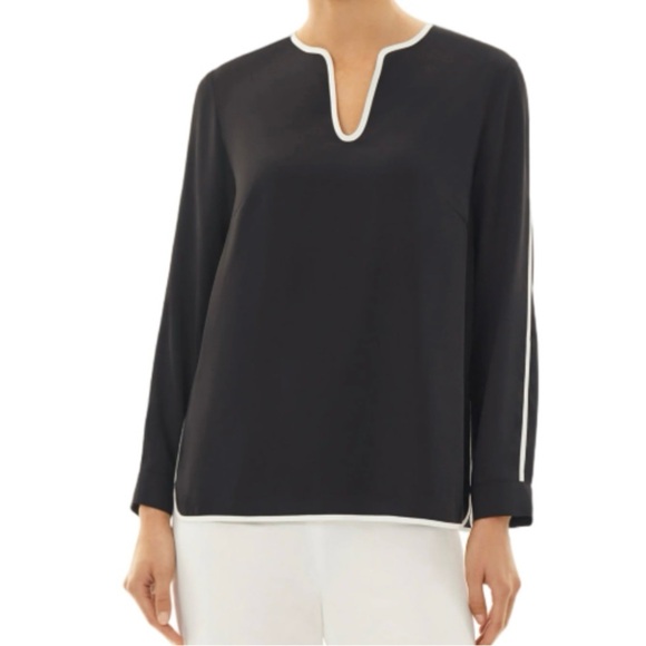 MING WANG NWOT Split Sleeve Crêpe de Chine Blouse- Size S - Picture 1 of 13